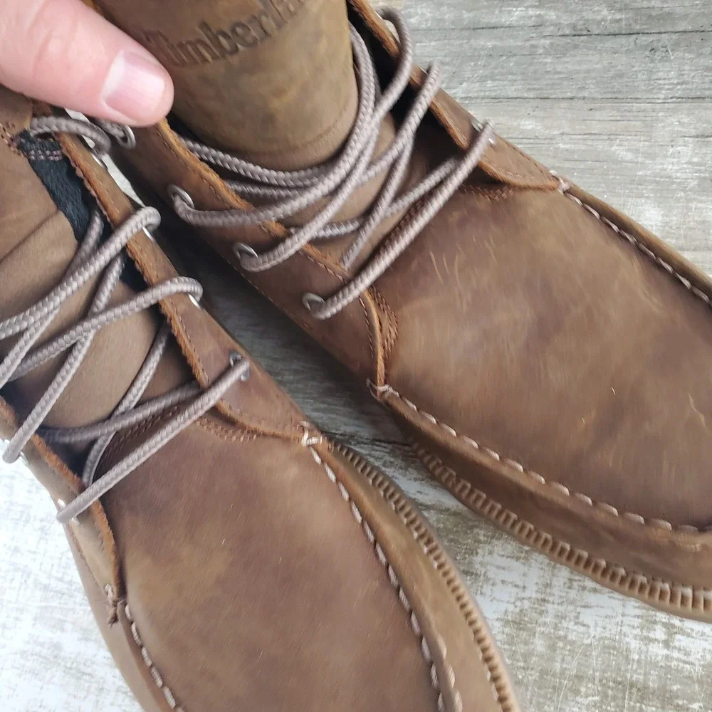Timberland Redwood Falls Mens Ankle Boot Sz 13 Cognac Waterproof Lace Up Moc Toe